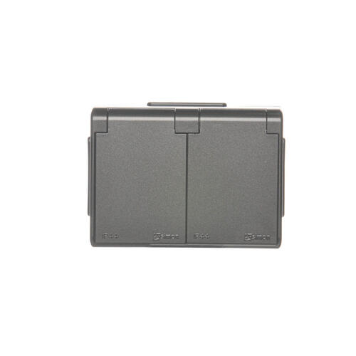 Gniazdo podwójne Schuko natynkowe bryzgoszczelne IP44 z przesłonami wersja skandynawska 16A, 250V~, zaciski śrubowe; antracyt - EGSZ2NZB/48 - KONTAKT SIMON