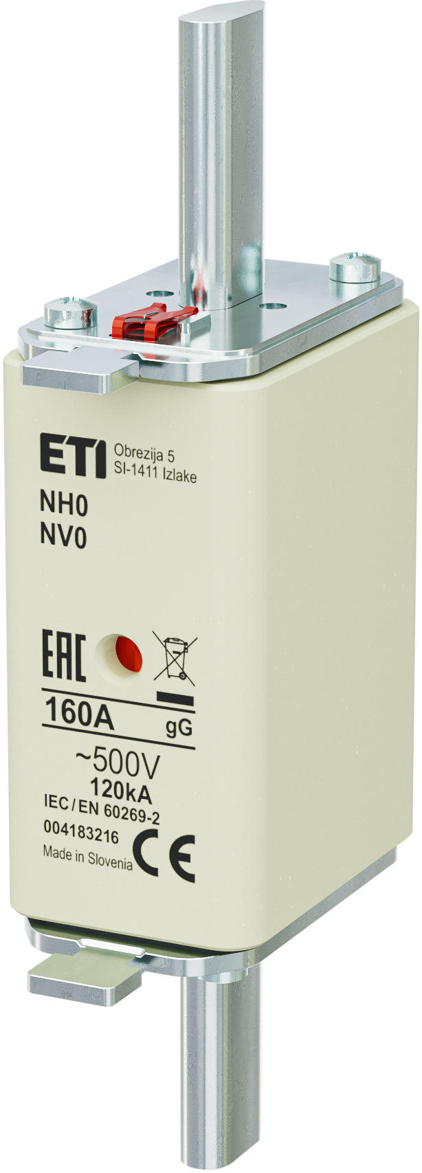 WKŁADKA TOPIKOWA NH - ZWŁOCZNA / KOMBI NH0 GG 160A/500V - 004183216 - ETI