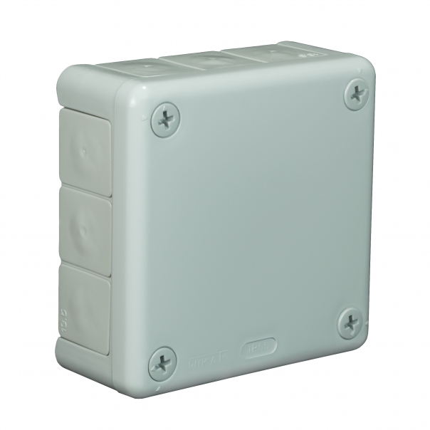 PUSZKA NATYNK 98X98X42MM BEZ ZACISKÓW DEKIEL NA 4 WKRĘTY IP55 POPIEL VP 041-03 - 61.139 - ELEKTROPLAST OPATÓWEK