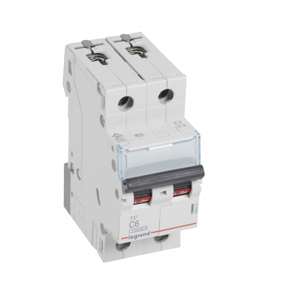 WYŁĄCZNIK NADPRĄDOWY C 6A 2-POLOWY CHARAKTERYSTYKA C SERII TX3 S 312 - 404201 - LEGRAND