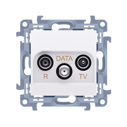 Gniazdo antenowe R-TV-DATA (moduł). 1x wejście: 5-862 MHz; biały - CAD.01/11 - KONTAKT SIMON