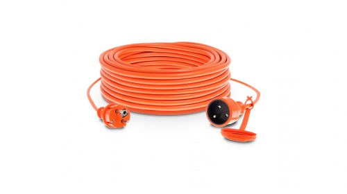PO-ST/25M/3X1/H05VV-F POMARAŃCZOWY przedłużacz jednogniazdowy z wtyczką IP 44 + gniazdo z klapką; 2p+Z, 10A, 2500W, z przewodem H05VV-F 3x1,0mm2, 25m - PO-ST/25M/3X1/H05VV-F POMARAŃCZOWY - PLASTROL