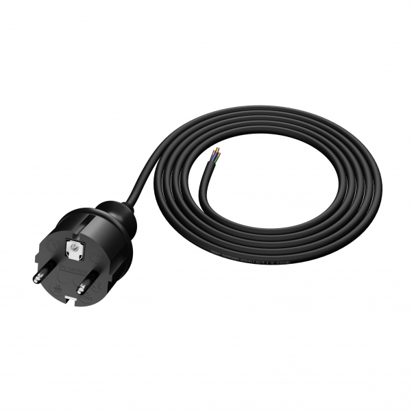 PP-40H/2M/3X1/H05RR/CZARNY Przewód przyłączeniowy narzędziowy-gumowy z wtyczką prostą IP44 3x1 H05RR (guma) - PP-40H/2M/3X1/H05RR/CZARNY - PLASTROL