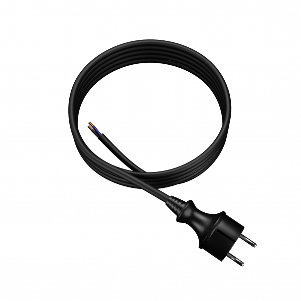 PP-40H/3M/2X1,0/H07RN/CZARNY Przewód przyłączeniowy narzędziowy, gumowy z wtyczką prostą IP44 2x1,0 H07RN-F - PP-40H/3M/2X1,0/H07RN/CZARNY - PLASTROL