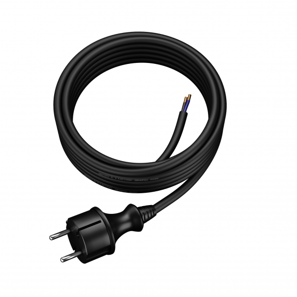 PP-40H/4,5M/2X1,5/H07RN/CZARNY Przewód przyłączeniowy narzędziowy, gumowy z wtyczką prostą IP44 2x1,5 H07RN-F - PP-40H/4,5M/2X1,5/H07RN/CZARNY - PLASTROL