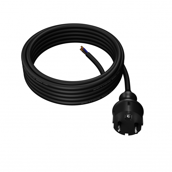 PP-40H/5M/3X1,5/H05RR/CZARNY Przewód przyłączeniowy narzędziowy, gumowy z wtyczką prostą IP44 3x1,5 H05RR (guma) - PP-40H/5M/3X1,5/H05RR/CZARNY - PLASTROL