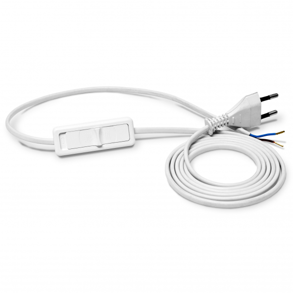 PRZEWÓD PRZYŁĄCZENIOWY 3M PWS-11 2X0,75 BIAŁY Z WTYCZKĄ PŁASKĄ I ŁĄCZNIKIEM PRZELOTOWYM - PWS-11/2X0,75/3,0 BIAŁY - PLASTROL