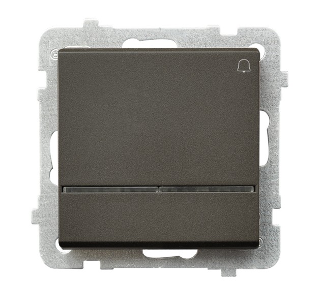 ŁĄCZNIK ZWIERNY DZWONEK Z PODŚWIETLENIEM NIEBIESKIM ZACISKI AUTOMATYCZNE 10AX 250V IP20 CZEKOLADOWY METAL SONATA - ŁP-6RS/m/40 - OSPEL