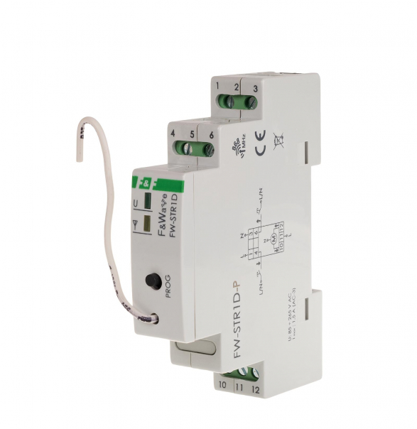 Radiowy sterownik rolet 230V- montaż DIN 85&divide;265V AC/DC, multifunkcyjny, na szynę DIN - FW-STR1D-P - F&F