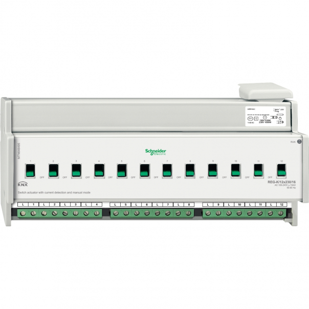 KNX aktor załączający REG-K 12x 16 A jasnoszary z uruch. ręcz. i det. prądu - MTN648495 - SCHNEIDER ELECTRIC