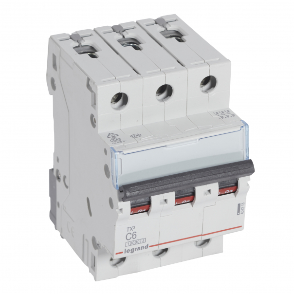 WYŁĄCZNIK NADPRĄDOWY C 6A 3-POLOWY CHARAKTERYSTYKA C SERII TX3 S 313 - 404218 - LEGRAND