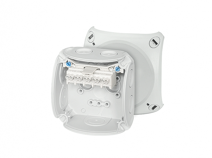 PUSZKA NATYNK 93X93X62MM Z DŁAWICAMI Z ZACISKAMI IP66 SZARY DK 0202 GZ - 62000148 - HENSEL