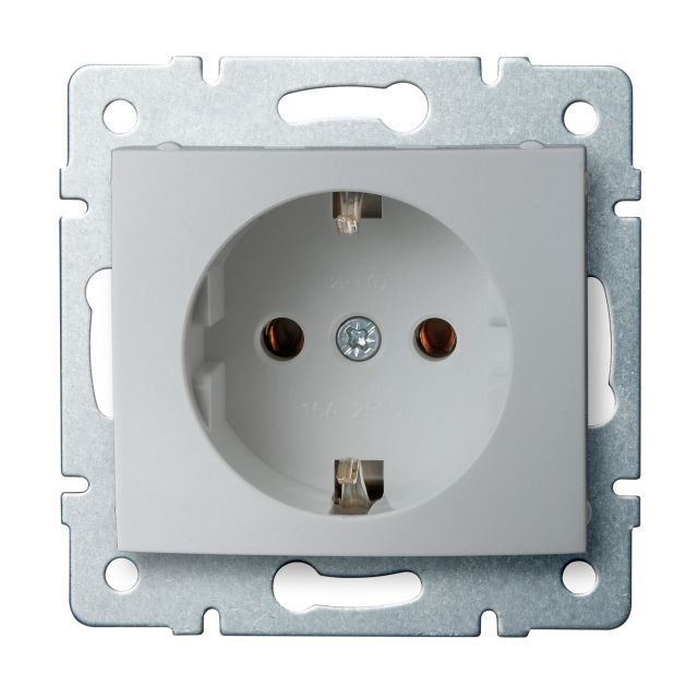 Gniazdo zasilające pojedyncze Schuko LOGI 02-1220-143 sr   - 25204 - KANLUX