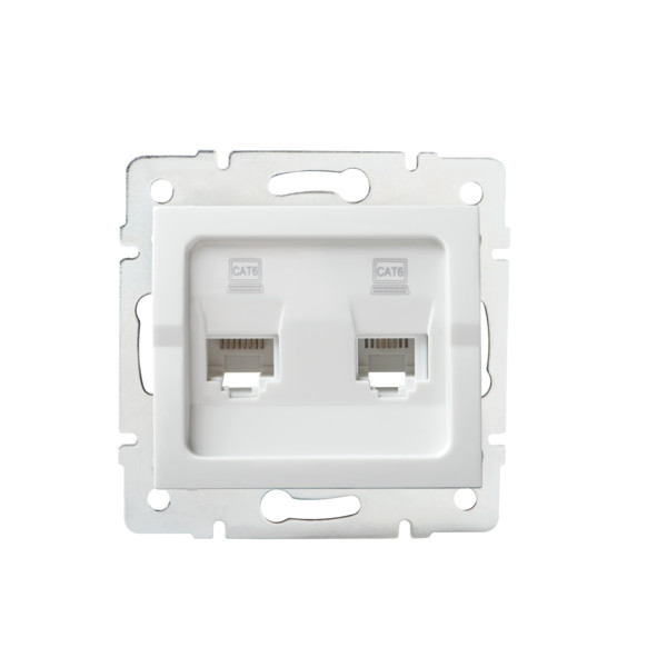 Gniazdo komputerowe podwójne niezależne (2x RJ45Cat 6 Jack) LOGI 02-1420-002 bi   - 25111 - KANLUX