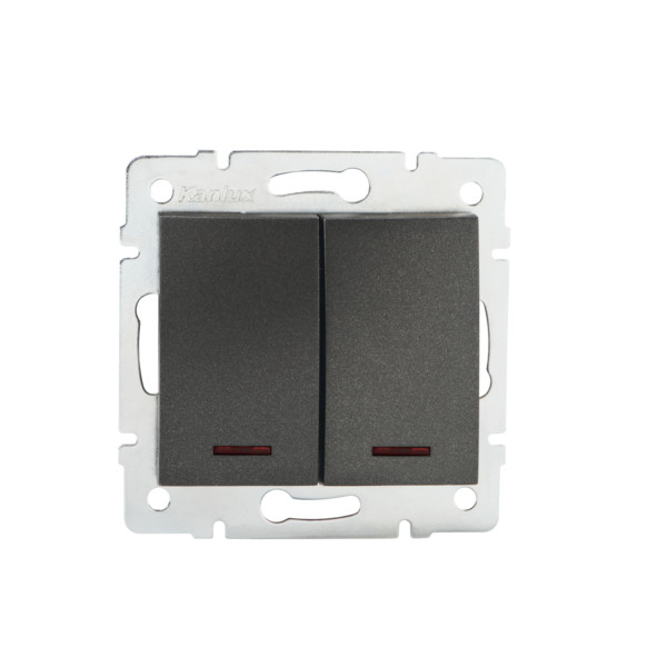 ŁĄCZNIK ZWIERNY PODWÓJNY LED GRAFIT LOGI - 25248 - KANLUX