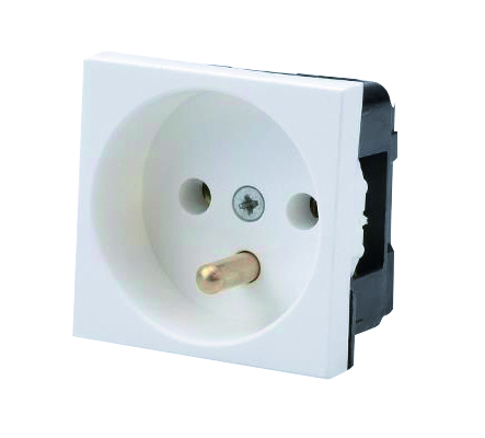 GNIAZDO POJEDYNCZE Z UZIEMIENIEM MODUŁ 45X45 16A 250V BIAŁY - 2000-42 - ELEKTRO-PLAST NASIELSK