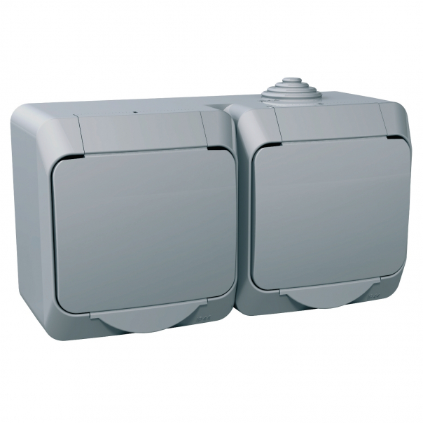GNIAZDO PODWÓJNE SZARE IP44 CEDAR PLUS - WDE000622 - SCHNEIDER ELECTRIC