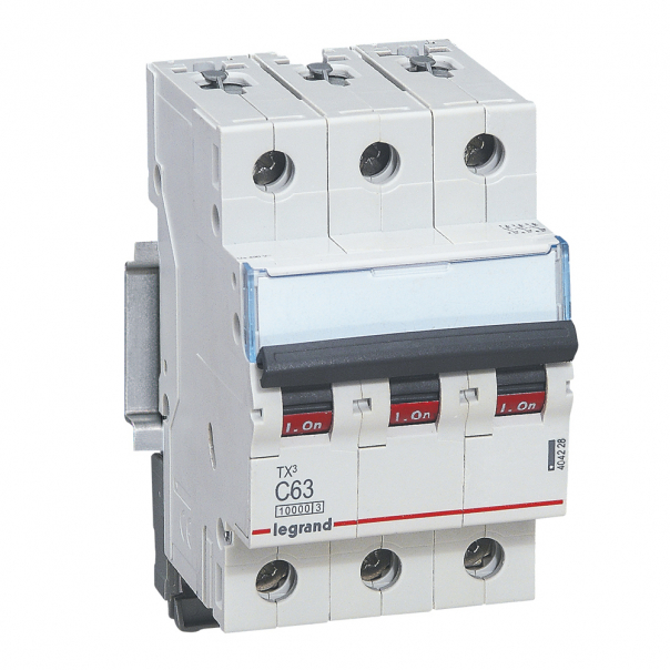 WYŁĄCZNIK NADPRĄDOWY C 63A 3-POLOWY CHARAKTERYSTYKA C SERII TX3 S 313 - 404228 - LEGRAND