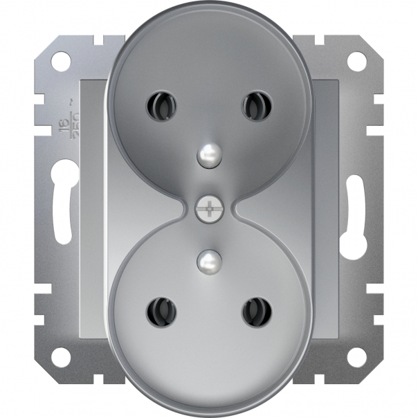 GNIAZDO PODWÓJNE Z UZIEMIENIEM 2X2P+Z IP20 ZACISKI ŚRUBOWE 16A 250V ALUMINIUM ASFORA - EPH9810261 - SCHNEIDER ELECTRIC