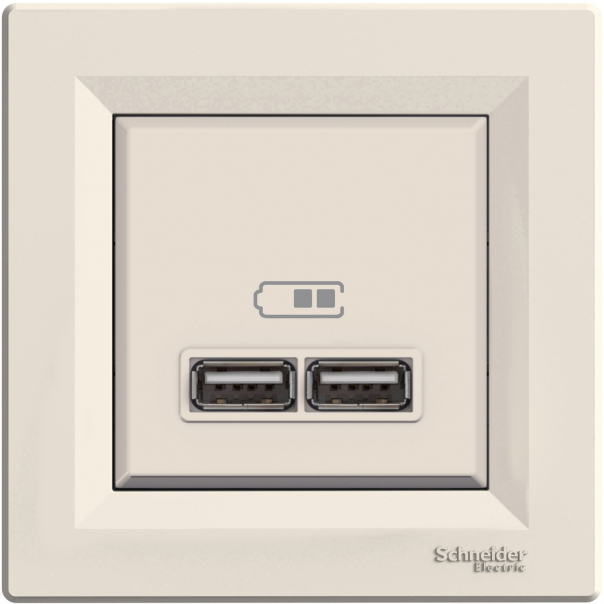 GNIAZDO ŁADOWARKI USB 2.1A Z RAMKĄ, KREMOWY - EPH2700223 - SCHNEIDER ELECTRIC
