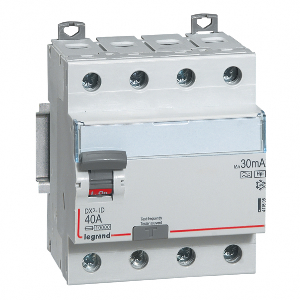 WYŁĄCZNIK RÓŻNICOWY 40A 30MA 4-POLOWY TYP HPI SERII DX3 - 411695 - LEGRAND
