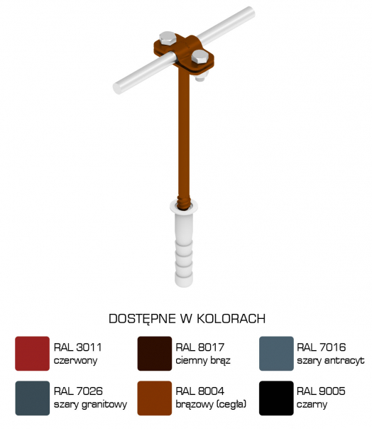 UCHWYT NA DRUT WKRĘCANY L=180MM Z-ŚRUBA M12 /LA/.    TYP AN-42/LA/ - C462340 - AN-KOM Sp. z o.o.