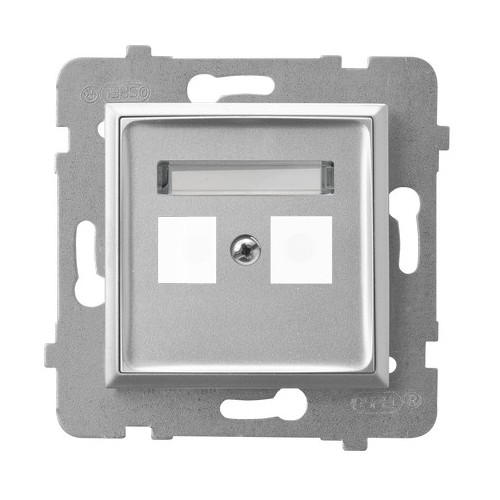 OBUDOWA GNIAZDA PODWÓJNEGO TYPU KEYSTONE PROSTA SREBRO ARIA. - GPK-2U/p/18 - OSPEL