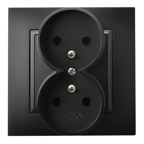 GNIAZDO PODWÓJNE Z UZIEMIENIEM 2X2P+Z ZACISKI ŚRUBOWE KOMPLETNE 16A 250V IP20 CZARNY METALIK ARIA - GP-2UZ/33 - OSPEL