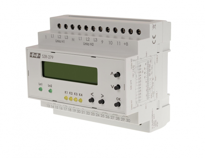 Sterownik załączania rezerwy, sieć 3 i 4-przewodowa, 24&divide;230V AC, trzyliniowy - SZR-279 - F&F