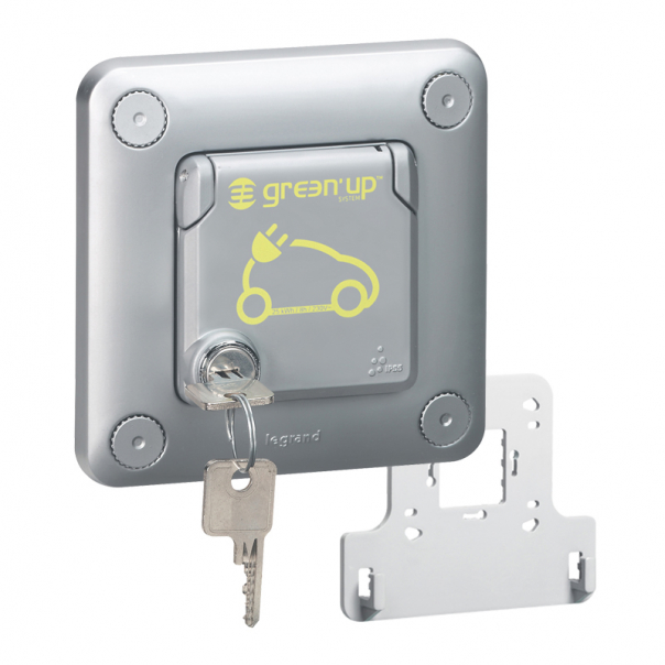 GNIAZDO 2P+Z GREEN'UP Z KLAPKĄ ZAMYKANĄ NA KLUCZ IP55/K10 SOLIROC - 077898 - LEGRAND