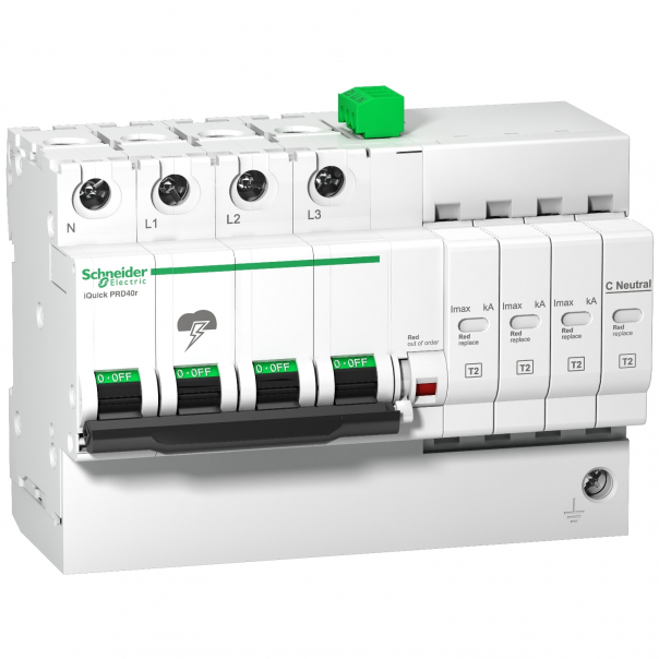 OGRANICZNIK PRZEPIĘĆ IQUICKPRD20R-T2-3N 3+1-BIEGUNOWY TYP2 20 KA ZE STYKIEM - A9L16297 - SCHNEIDER ELECTRIC
