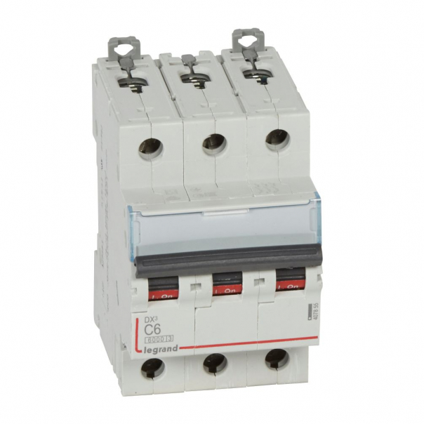 WYŁĄCZNIK NADPRĄDOWY C 6A 3 POLOWY CHARAKTERYSTYKA C SERII DX3 S 303 - 407855 - LEGRAND