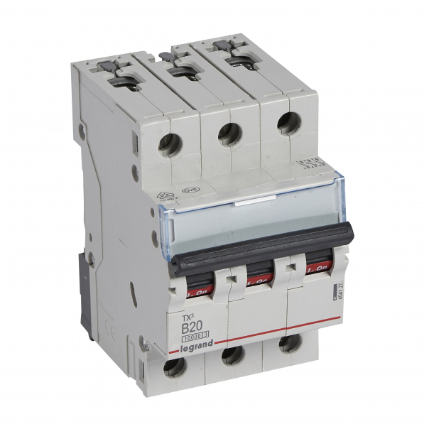 WYŁĄCZNIK NADPRĄDOWY B 20A 3-POLOWY CHARAKTERYSTYKA B SERII TX3 S 313 - 404127 - LEGRAND