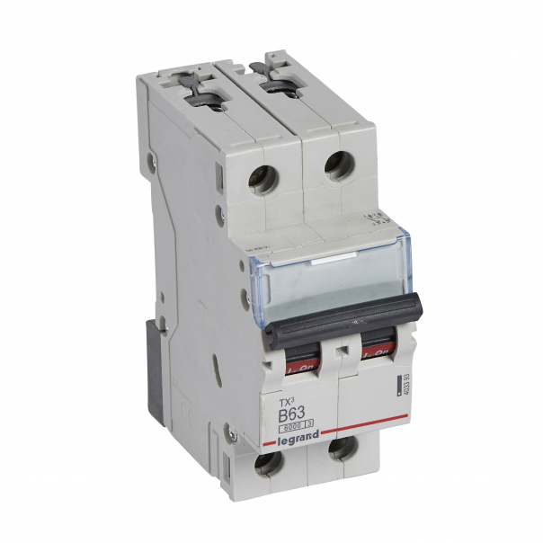 WYŁĄCZNIK NADPRĄDOWY B 63A 2-POLOWY CHARAKTERYSTYKA B SERII TX3 S 302 - 403393 - LEGRAND