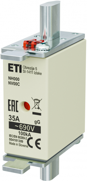 WKŁADKA TOPIKOWA NH - ZWŁOCZNA / KOMBI NH000 GG 35A/690V - 004181309 - ETI