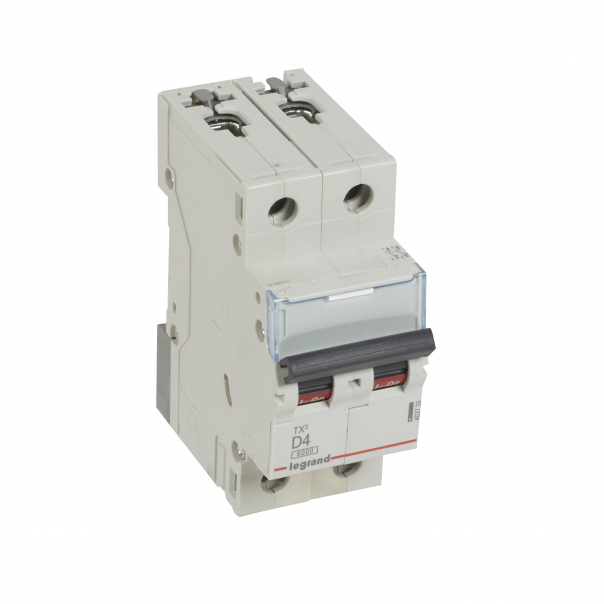 WYŁĄCZNIK NADPRĄDOWY D 4A 2-POLOWY CHARAKTERYSTYKA D SERII TX3 S 302 - 403733 - LEGRAND