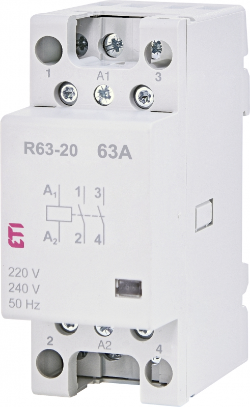 STYCZNIK MODUŁOWY 63A 2 STYKI ZWIERNE (2 MOD. 2 BIEG.) R 63-20 230V  - 002463482 - ETI