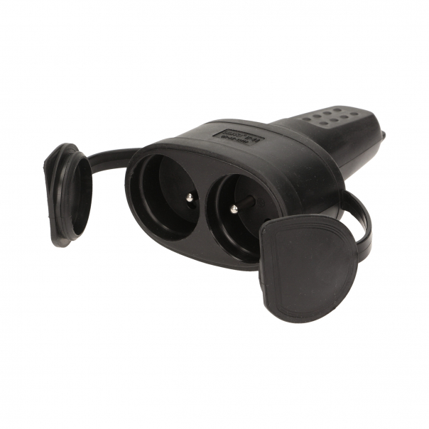 GNIAZDO PODWÓJNE HERMETYCZNE GUMOWE 16A 2X2P+Z 250V IP44 CZARNY - OR-AE-13117 - ORNO