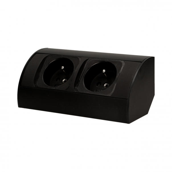 Gniazdo meblowe bez wyłącznika, 2x2P+Z, czarne. - OR-AE-1303/B - ORNO