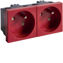 GNIAZDO 2X POJEDYNCZE Z UZIEMIENIEM 33&deg; 45x45mm bezhalogenowe czerwone tehalit.GB-EG . - EER2333020 - HAGER