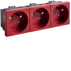 Gniazdo 3XGNIAZDO POJEDYNCZE Z UZIEMIENIEM 33&deg; 45x45mm bezhalogenowe czerwone tehalit.GB-EG. - EER3333020 - HAGER