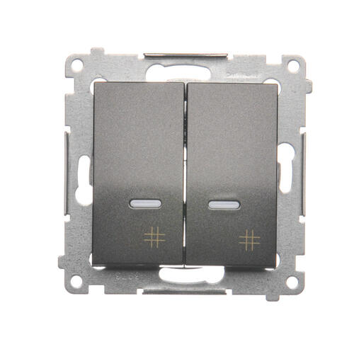 Łącznik krzyżowy podwójny z podświetleniem (moduł) 10AX, 250V~, szybkozłącza; antracyt - DW7/2L.01/48 - KONTAKT SIMON