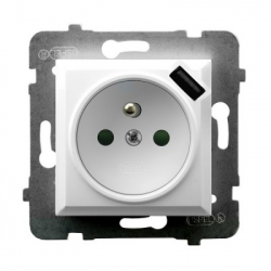 GNIAZDO POJEDYNCZE Z UZIEMIENIEM 2P+Z  ZACISKI AUTOMATYCZNE Z ŁADOWARKĄ USB 16A/230 USB 5V/2.1A IP20 BIAŁY ARIA - GP-1UZPUSB/m/00 - OSPEL