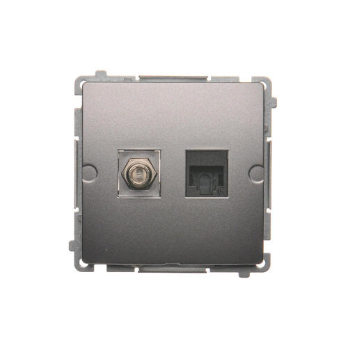 Gniazdo antenowe typu "F" + RJ45 kat.6 (moduł); stal inox - BMAFRJ45.01/21 - KONTAKT SIMON