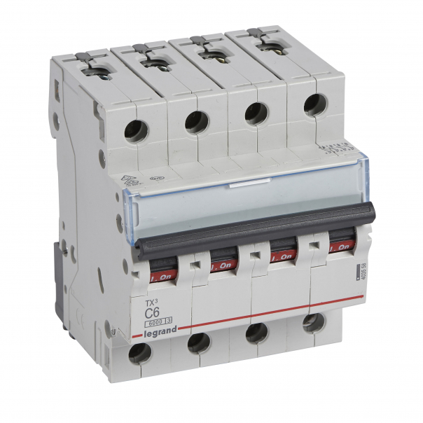 WYŁĄCZNIK NADPRĄDOWY C 6A 4-POLOWY CHARAKTERYSTYKA C SERII TX3 S 304 - 403558 - LEGRAND