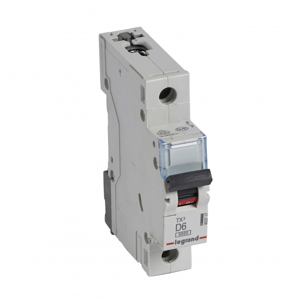 WYŁĄCZNIK NADPRĄDOWY D 6A 1-POLOWY CHARAKTERYSTYKA D SERII TX3 S 301 - 403717 - LEGRAND