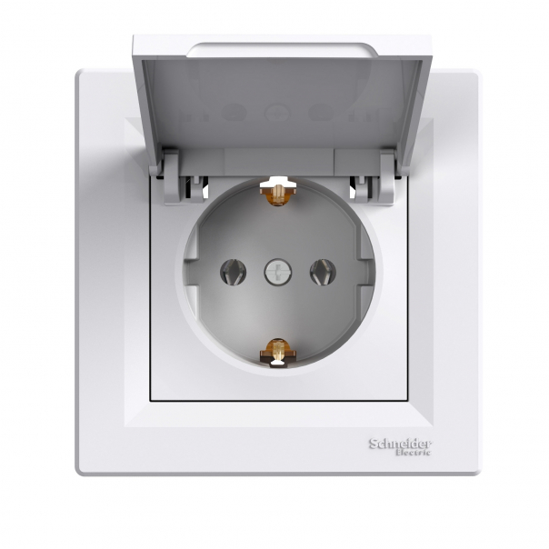 GNIAZDO 2P+PE Z KLAPKĄ, BIAŁE, ASFORA - EPH3100121 - SCHNEIDER ELECTRIC