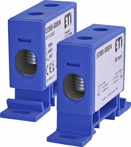 ZACISK 150A 1-TOROWY 16-70MM2 N DO PRZEWODÓW AL/CU NIEBIESKI EDBS-50B/N - 001102420 - ETI