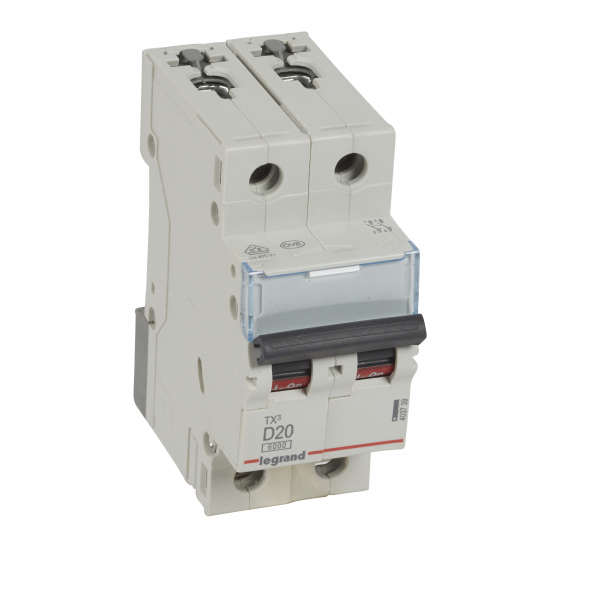 WYŁĄCZNIK NADPRĄDOWY D 20A 2-POLOWY CHARAKTERYSTYKA D SERII TX3 S 302 - 403739 - LEGRAND