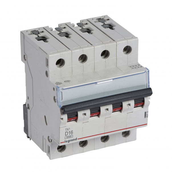 WYŁĄCZNIK NADPRĄDOWY D 16A 4-POLOWY CHARAKTERYSTYKA D SERII TX3 S 304 - 403772 - LEGRAND